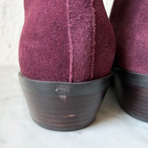 Coach Carmen Ankle Boot Oxblood Suede/Leather Side Zip - Women's Size 9.5/39.5 - Picture 6 of 10